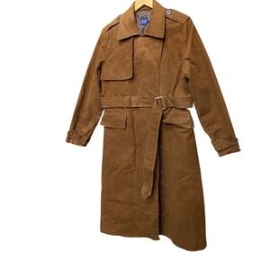 GAP Women Chocolate BrownBelted Trench Coat‎ XS Cotton Long